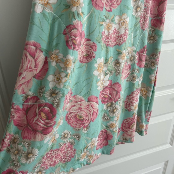 Miss Elaine Relax Floral Dress Green Pink Size S - Picture 4 of 13